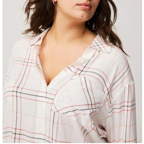 Torrid Drop Shoulder Button-Front Shirt - Picture 3 of 14